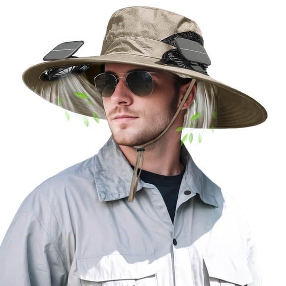 Solar Powered Fan Hat for Men Women Wide Brim Hat with 2 Fans UPF 50  Outdoor Fishing Beach Sun Hat