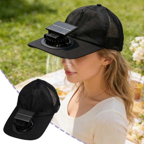 Face Covering Solar Fan Hat, Dual Power Solar Direct Drive and 650mAh Battery, 360° Rotatable Adjustable Fan, Breathable Mesh Lightweight for Travel Hiking Fishing