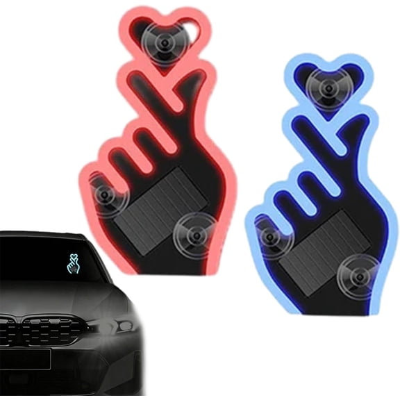 Solar-Powered Finger Heart Car Window Light, Wire-Free Suction Mounting, Comfortable Ambient Lighting, Add a Touch of Romance & Fun – Solar Heart Window Light for Car or Home(wwx)