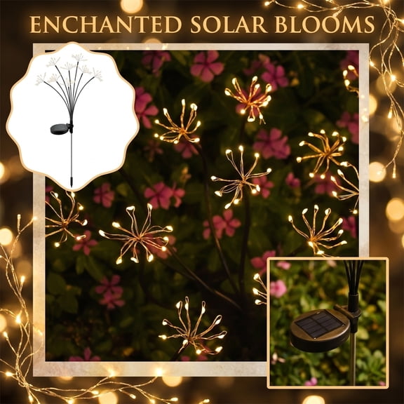 Solar Powered Firefly Garden Light - Metal Outdoor Landscape Lamp with Flexible Stems for Patio, Lawn & Pathway Decor