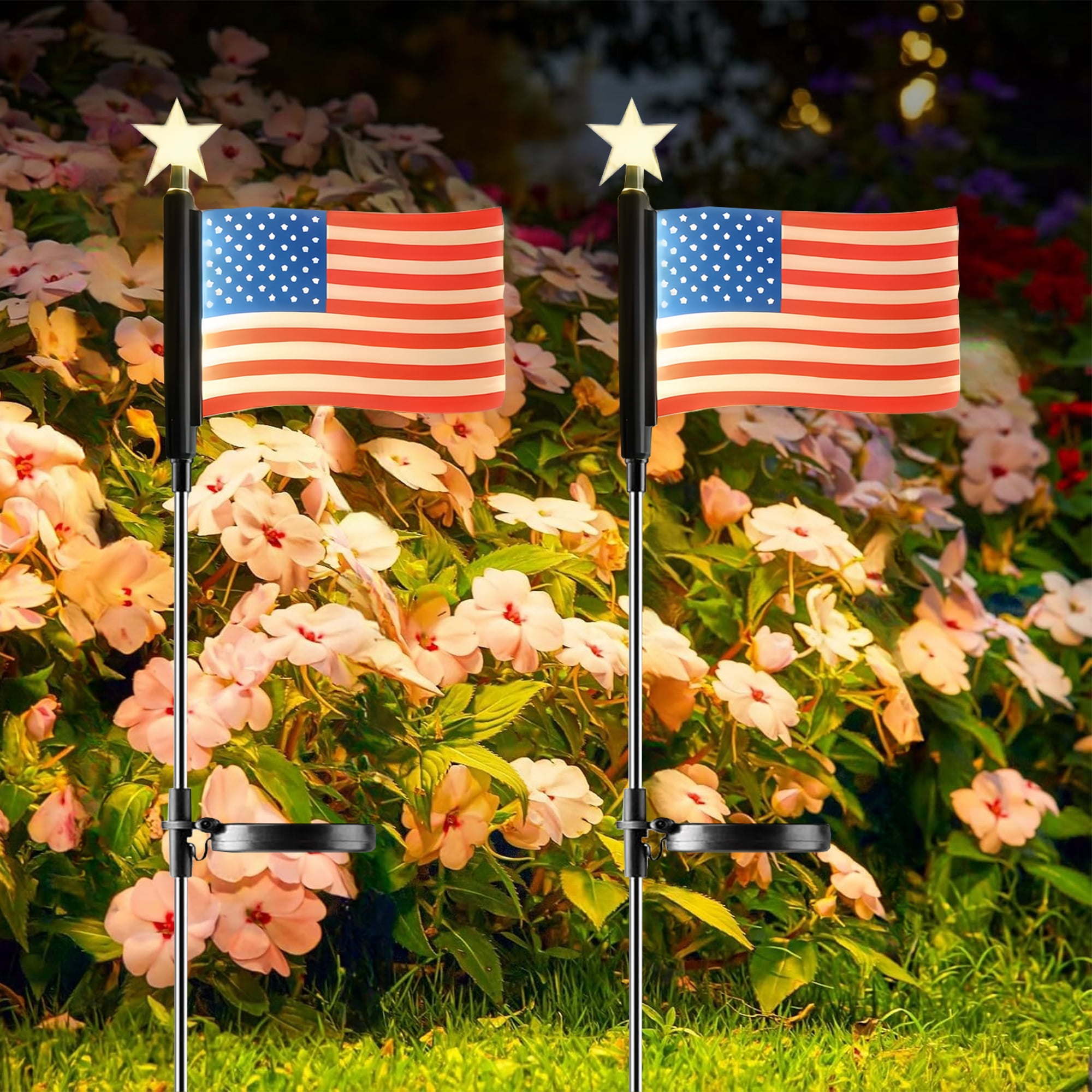 Solar Powered Flag Pole Light Waterproof IP65 Solar Lights Landscape Pathway Lights Outdoor Garden Led Light for Yard Landscape Path Lawn Patio Walkway （2 Packs）