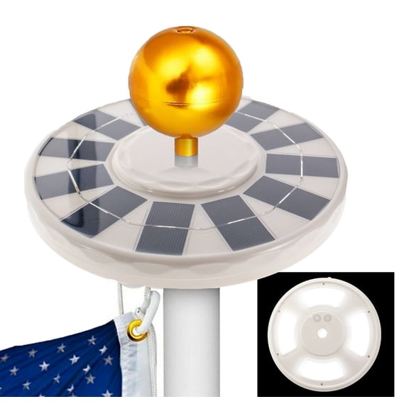 Solar Powered Flagpole Light - 144 Ultra Bright LEDs, 12 Solar Panels, Auto On/Off for Outdoor Patriot Display
