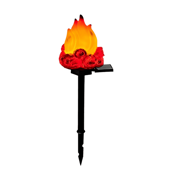 Solar Powered Flame Torch Garden Stake Lights, 17.3-Inch Waterproof LED Flickering Fire Effect, Decorative Outdoor Landscape Lighting for Yard, Pathway & Patio, Obsidian Black