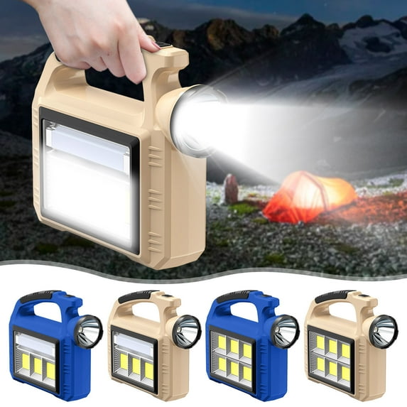 Solar Powered Flashlight LED COB Portable Work Light Rechargeable Outdoor Emergency Lamp with Long Battery Life