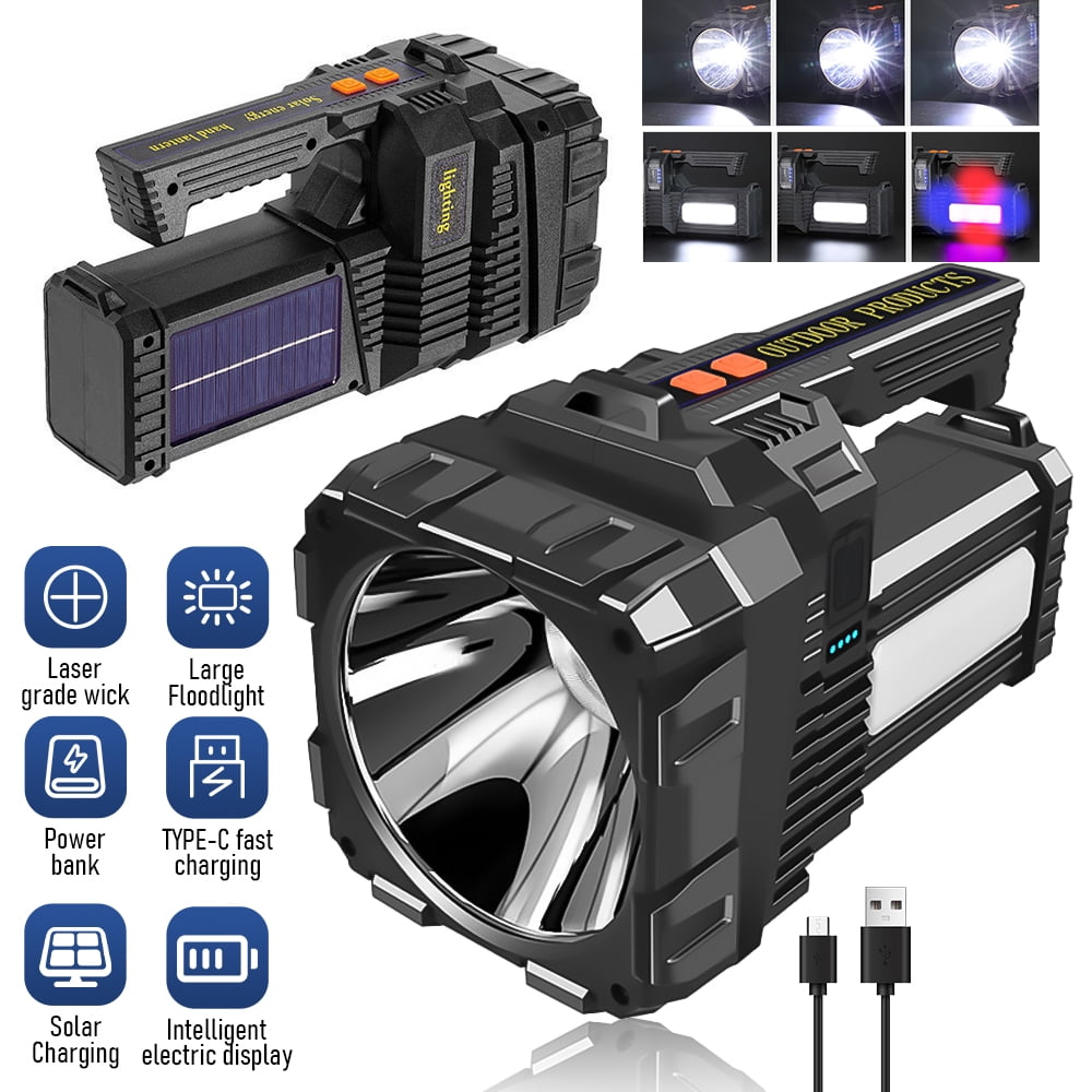 Solar-Powered Flashlight ,Welan Upgraded Multi-Function LED  Power Bank Charger Flashlight