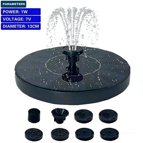 Solar Powered Floating Bubbler Fountain With Multiple Jets - Garden Bird Bath Water Feature For Outdoor Pond Patio