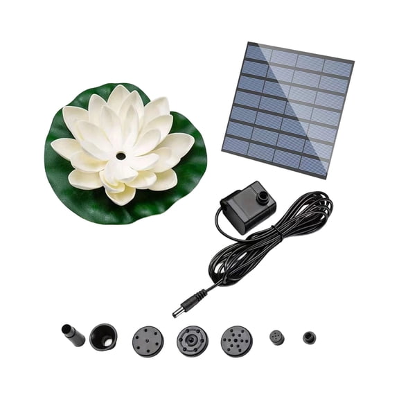 Solar Powered Floating Fountain, Lotus Shape Water Feature For Birdbaths And Ponds, Automatic Spray With Light, Outdoor Garden Decor, 12V Waterproof Design