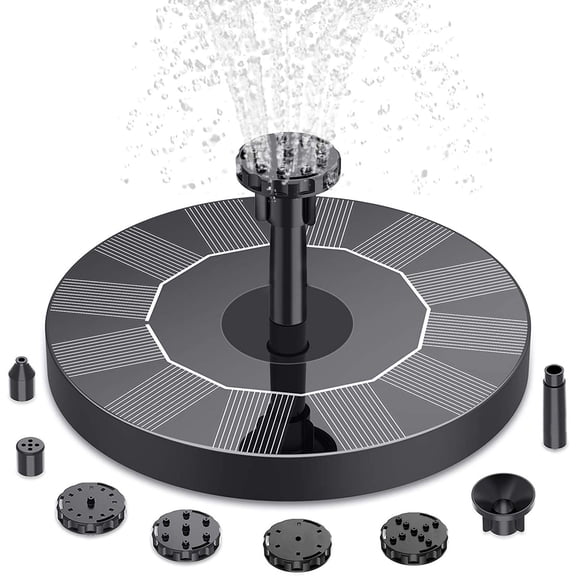 Solar Powered Floating Fountain Pump, Bird Bath Water Sprinkler with 4 Nozzles for Garden & Pool (5.1")