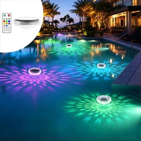 Solar Powered Floating Pool Light Color Changing RGB LED, Waterproof Underwater Light with Remote Control for Swimming Pool, Solar Floating Light for Garden Pond and Night Decor