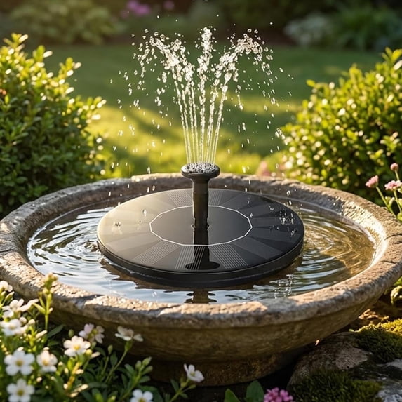 Solar Powered Floating Water Fountain, 11 Multi-style Nozzle Accessories, Automatic Sun Activated Pump, Low Maintenance Decor for Birdbath Backyard Pool, S:5.2in
