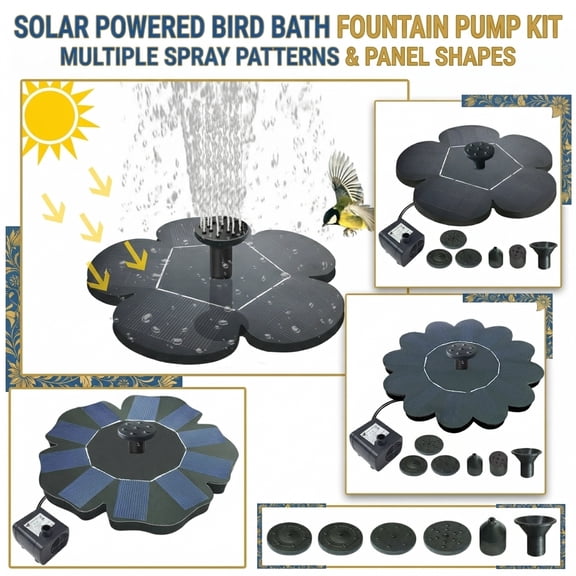 Solar Powered Floating Water Fountain, Outdoor Garden Bird Bath, Decorative Pool Feature, Solar Operated Water Display, 17Cm Flower Shape