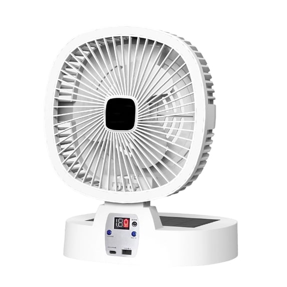 Solar Powered Foldable Desk Fan with LED Light, USB Rechargeable Portable Fan with Remote Control, Outdoor Camping Fan Functioning as Power Bank for Travel & Backyard Activities