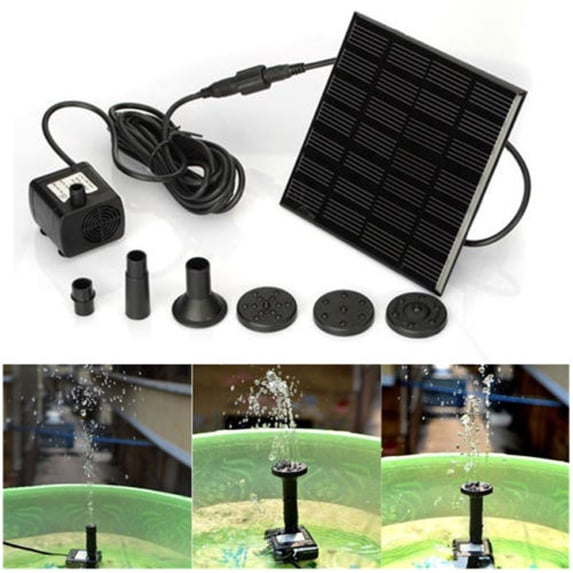 Solar Powered Fountain Pump with 6 Nozzles, 2025 Upgrade Submersible Solar Water Pump for Bird Bath, Garden, Pond, Pool, Outdoor Decor, Solar Panel Included