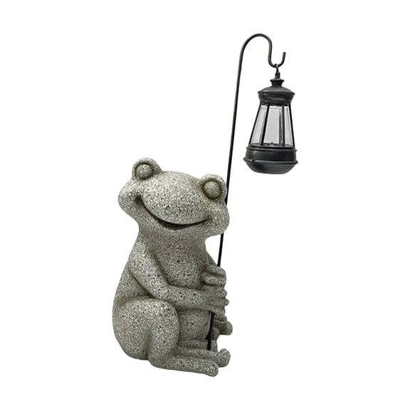 Solar Powered Frog Garden Statue Figurine Decor with Solar Lantern Light Outdoor Yard Balcony Ornament Hand-Painted Uv-Resistant Gift for Garden Lovers