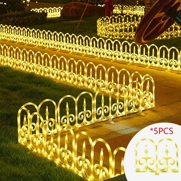 Solar-Powered Garden Fence Lights, 14.96 in Multicolor Waterproof Outdoor Christmas Decor, Plastic Landscape Panel Set for Yard, Patio, or Pathway