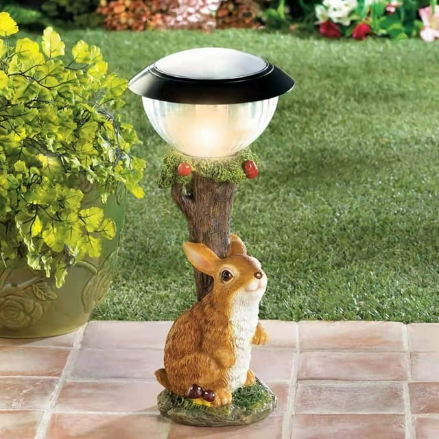 Solar Powered Garden Lantern, Cute Animal Pond Light Dog Solar Statue ...