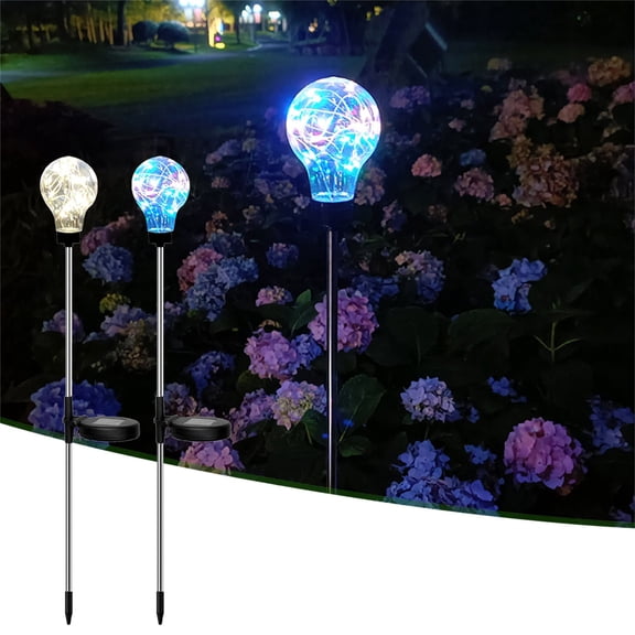 Solar Powered Garden Lights Outdoor, LED Decorative Insert Ground Light for Yard, Patio, Walkway, Flowerbed, Auto On/Off, Waterproof, Rechargeable Stake Lamp