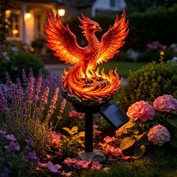 Solar Powered Garden Statue Light, Resin Medieval Gargoyle Ground Stake Ornament for Yard Patio Lawn and Halloween Decor