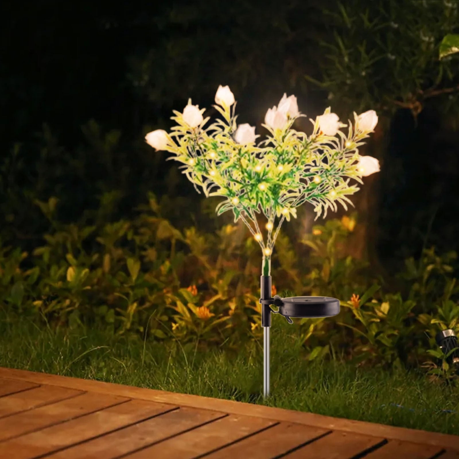 Solar Powered Gardenia Garden Plug In Lamp Garden Decoration Simulation ...