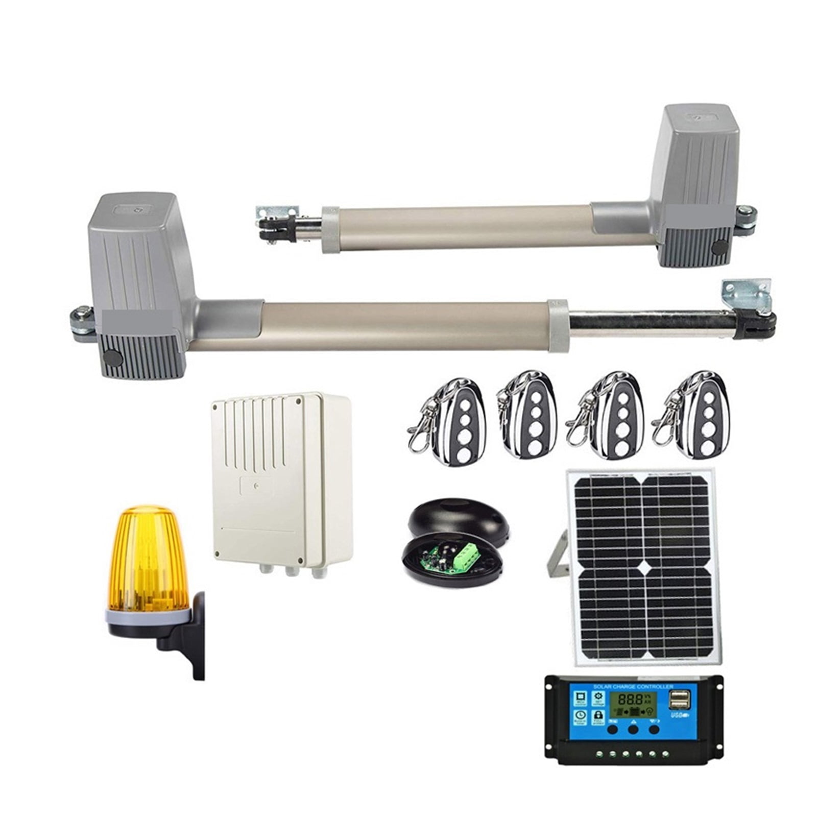 Solar Powered Gate Opener Full Kit For Dual Arms Swing Gates 600KGS Con ...