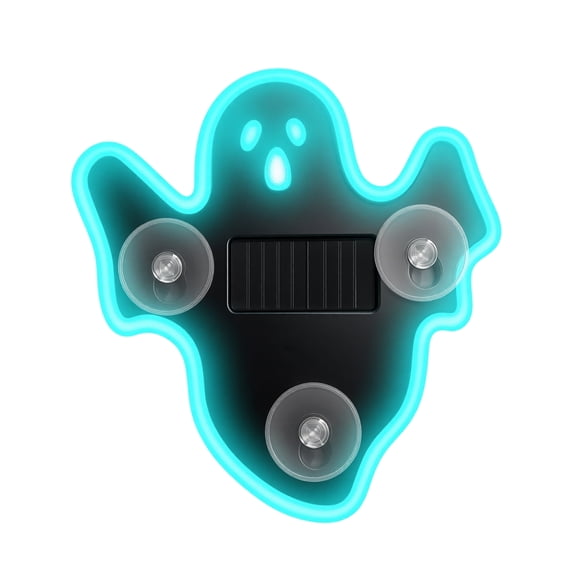 Solar Powered Ghost Ambient Light with Cup Mount, 1-Pack, Light Blue, for Car Interior and Window, Halloween Decoration