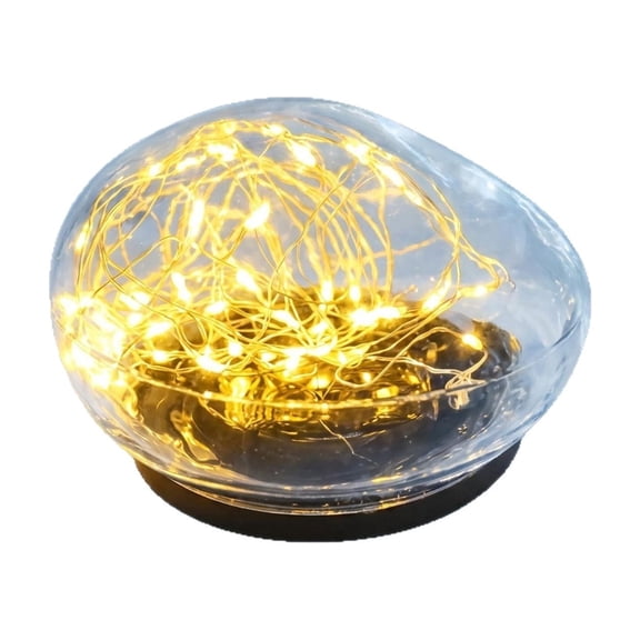 Solar Powered Glass Cobblestone Pathway Lights Waterproof Outdoor Landscape Illumination Yard Decoration For Walkway Patio Clear