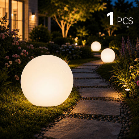 Solar Globe Garden Light, Outdoor RGB Ball Light with Remote Control, 16 Colors, Dimmable, Auto On at Dusk for Lawn, Patio and Pathway