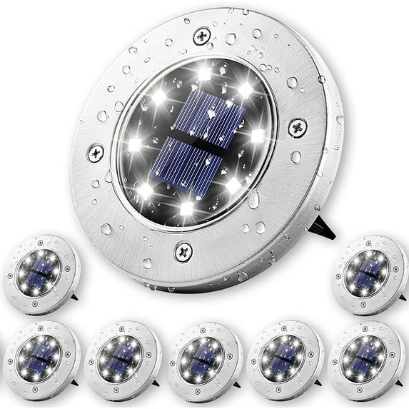 Solar Powered Ground lights 8Pack,Waterproof LED Solar Lights Outdoor Solar Disk Lights Decorative,Solar Garden Lights