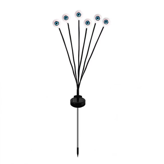 Solar Powered Halloween Eyeball Outdoor Stake Lights, 6 Red Swaying Eye Path Lights, Spooky Garden Yard Walkway Decoration, Waterproof Landscape Decor
