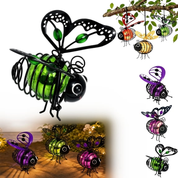 Solar Powered Hanging Bee Lanterns, Upgraded Waterproof Night Light for Garden, Yard, Backyard and Patio