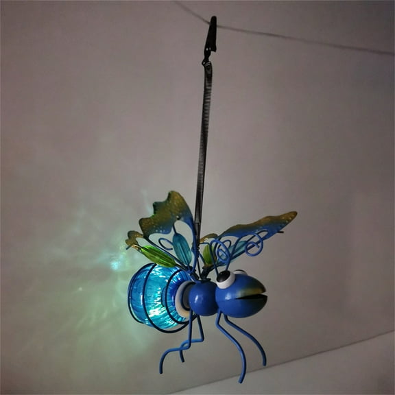Solar-Powered Hanging Bee Light - Metal LED Outside Bugs with Bouncy Springs - Solar Fairy Lights for Outside Garden Decor Backyard Balcony Porch Spring Decoration