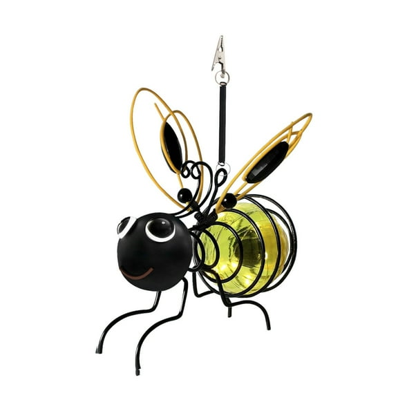 Solar-Powered Hanging Bee Light - Metal LED Outside Bugs with Bouncy Springs - Solar Fairy Lights for Outside Garden Decor Backyard Balcony Porch Spring Decoration