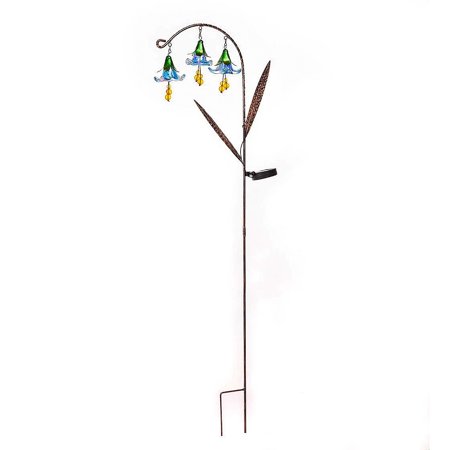 Solar-Powered Hanging Flower Garden Stakes - 11 L x 3.5 W x 43 H Blue