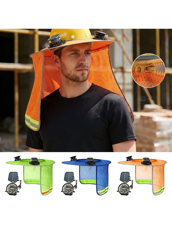 Solar Powered Hard Hat with Fan Sun Protection Brim Cooling Safety Helmet for Construction Outdoor Work Hiking by PALIFEUR