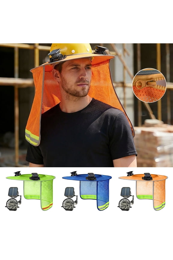 Solar Powered Hard Hat with Fan Sun Protection Brim Cooling Safety Helmet for Construction Outdoor Work Hiking by PALIFEUR