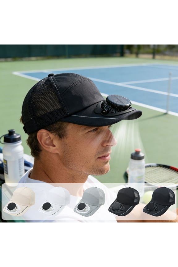Solar Powered Hat Baseball Cap for Adults with USB Rechargeable , LED Display, 3-Speed Airflow and Mesh Sides for Outdoor Work and Sun Protection