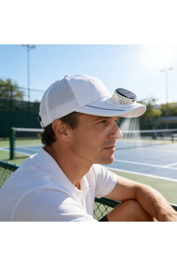 Solar Powered Hat Baseball Cap for Adults with USB Rechargeable , LED Display, 3-Speed Airflow and Mesh Sides for Outdoor Work and Sun Protection