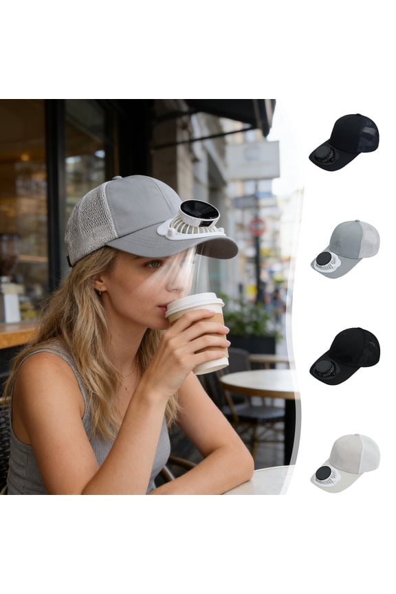Solar Powered Hat Baseball Cap with USB Charging, 3 Speed , LED Display and Mesh Panels for Summer Sun Protection Outdoors