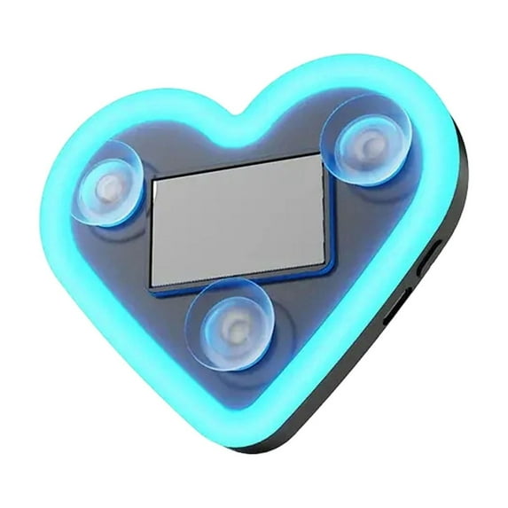 Solar-Powered Heart Car LED Glow Light, Multiple Lighting Modes, Suction Mount, Type-C Charging Interior Decor Panel,Light Blue