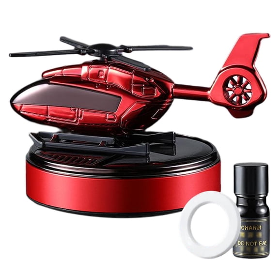 Solar Powered Helicopter Air and Decorative Ornament with Rotating for Car Interior Fragrance Diffusion