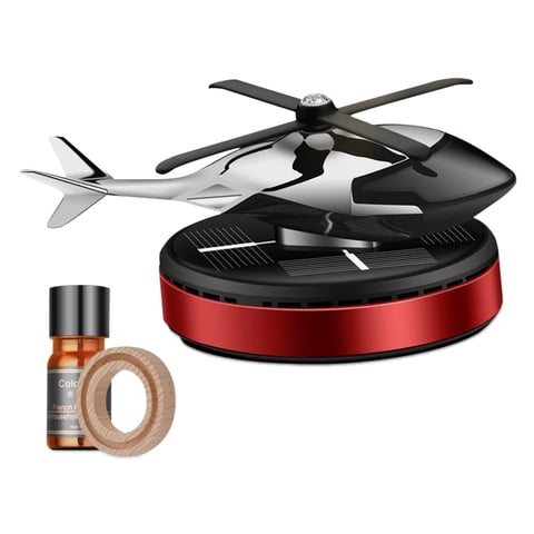 Solar-Powered Helicopter Car Air Freshener Diffuser – Rotating Aromatherapy Ornament – basic Oil Fragrance Decoration for Car & Home – Blue