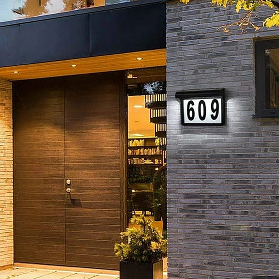 Solar Powered House Address Sign | LED Lighted Outdoor Address Plaque | Illuminated Home Number Plate | Wall Mount | Weatherproof IP44 | DIY Numbers & Letters | 22.5x17.5cm | No Wiring | For Yard
