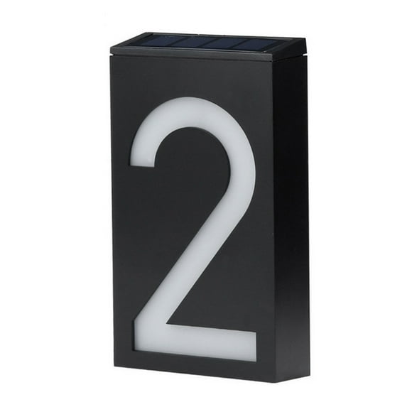 Solar Powered House Number Light Outdoor Waterproof Wall Mount Address Plaque LED Illuminated Sign Modern Solar Panel Automatic Night Light for Gate Mailbox