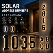 Solar House Number Light for Outside, 7.8-Inch LED Lighted Address Number Sign, 2000mAh Battery, IP67 Waterproof, Warm & Cool White, Auto Dusk-to-Dawn