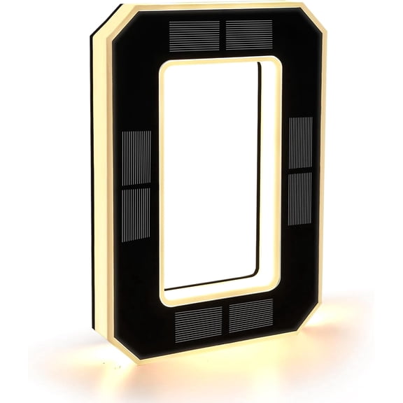Solar Powered House Numbers for Outside Light Up, CARPESUN Waterproof Modern LED Backlit Address Signs, 300LM Large Exterior Illuminated Number Plate for Door, Home, Apartment (0-Black)