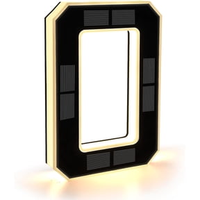 Solar Powered House Numbers for Outside Light Up, CARPESUN Waterproof Modern LED Backlit Address Signs, 300LM Large Exterior Illuminated Number Plate for Door, Home, Apartment (0-Black)