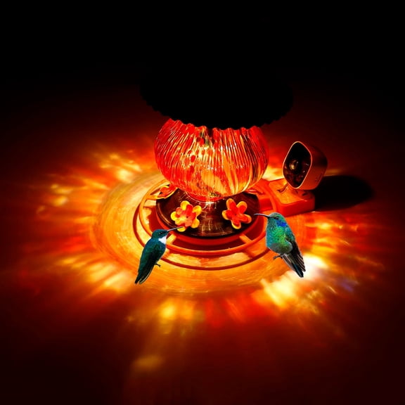 Solar Powered Hummingbird Feeder with Camera, Hand Blown Glass Bird Feeder with Ant Moat, Waterproof Outdoor Bird Watching Camera for Backyard Garden, Perfect Gift for Bird Lovers