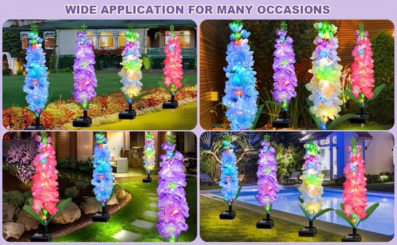Solar Powered Hyacinth Flower Light, Solar Garden Patio Yard Decor, Color-Changing, Waterproof, Energy-Efficient, and Durable Outdoor Decoration, for Lawn, Path, Courtyard Garden