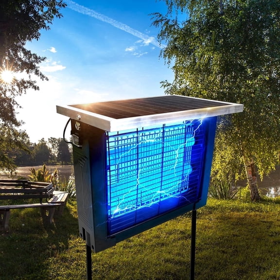 Solar Powered Insect Killer Outdoor Rechargeable Mosquito Zapper High Power Waterproof Solar Panel Bug Zapper Coverage Up to 4000 Sq Ft for Yard Garden Lawn