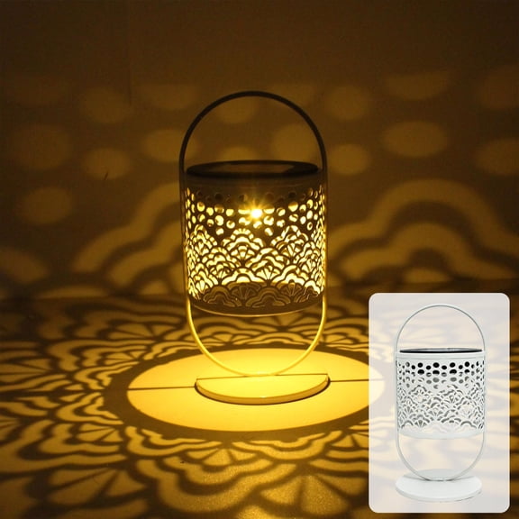 Solar Powered Iron Art Hanging Lamp, Outdoor Waterproof Garden Light with Hollow Out Design, Ambient Courtyard Decor with Auto On/Off(A)